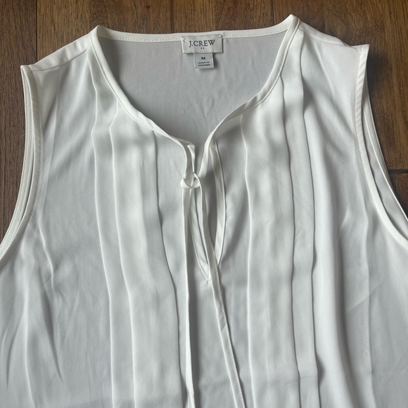 J. Crew‎ Sleeveless White Pleated Necktie Blouse Women’s Sz M Business Classic - Picture 5 of 8